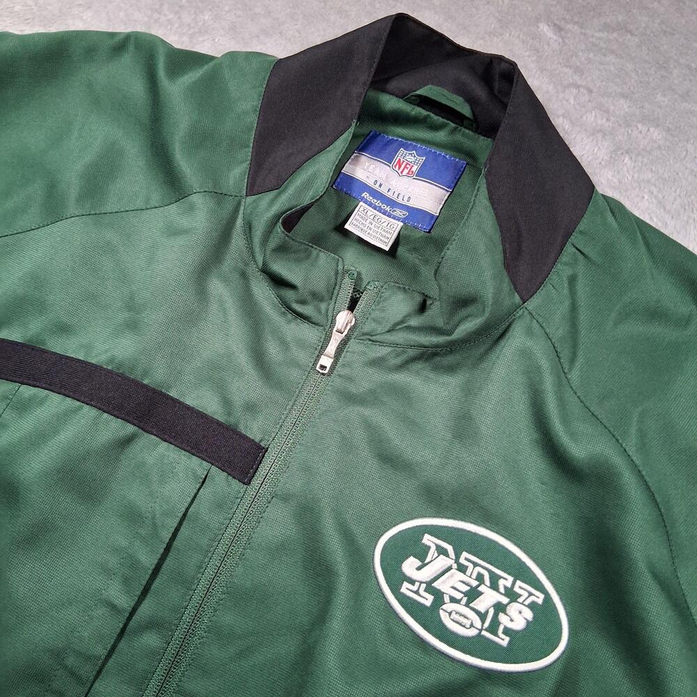 VINTAGE New York Jets Jacket Men XL Green NFL Football Reebok On Field Coach Zip